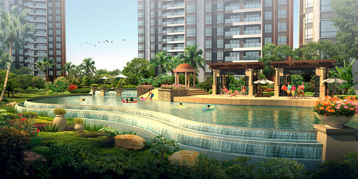 東莞萬科香樹麗舍小區(qū)景觀設計泳池節(jié)點效果